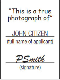 Australia Citizenship Passport Photo Back