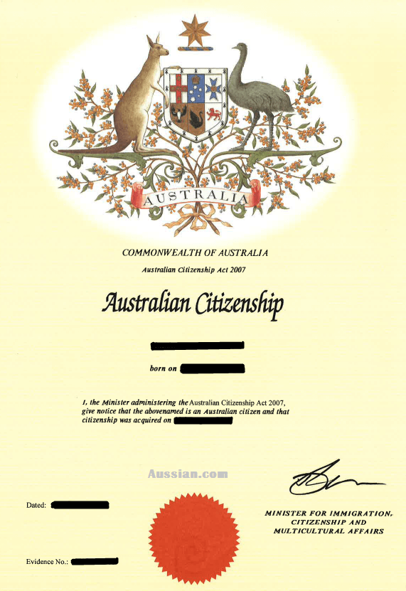 Evidence of Australian Citizenship