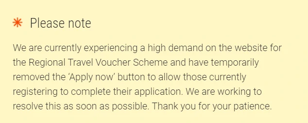 business victoria travel voucher scheme error notice