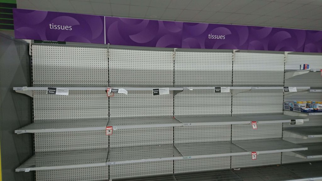 empty supermarket shelves covid-19